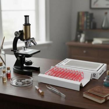 Imagem de Lâminas Biológicas Para Microscópio 12 Peças - Chanseon, VERMELHA