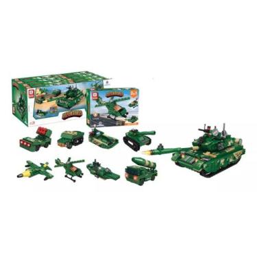 Imagem de Pack 8 Em 1 Veículos Militar Blocos De Montar Tanque 700 Pçs - Polibri
