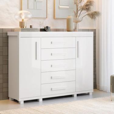 Imagem de Comoda branca grande com sapateira Havana em mdf promoção - Casa Roma