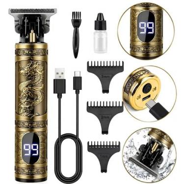 Imagem de Maquina Cortar Cabelo Barbear Profissional Com Visor Dragão - Generic