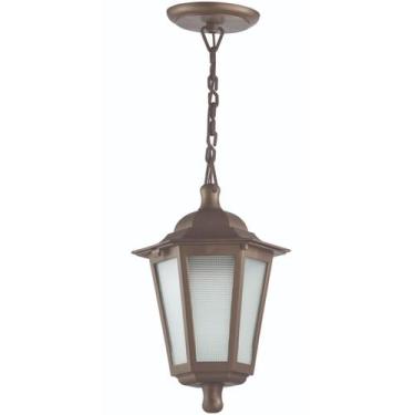 Imagem de Luminária de Teto Pendente Marrom Colonial com Lente Fosca Polipropile