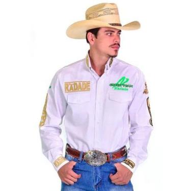Imagem de Camisa Country Radade Bordada Masculina Green Team, Branco, P