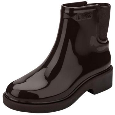 Imagem de Bota Feminina Conforto Envernizada Moda Chelsea Melissa, Marrom escuro