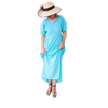 Imagem de Vestido longo viscose azul - Maria Serena Chic