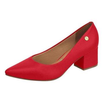 Imagem de Sapato Feminino Scarpin Salto Baixo Conforto Moderno Vizzano, Vermelho