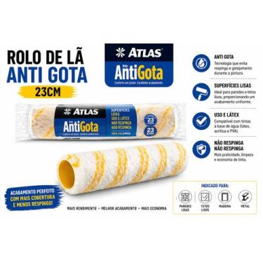 Imagem de Rolo de Lã 23cm Anti Gota Atlas Profissional Pintura Parede Teto Sem R