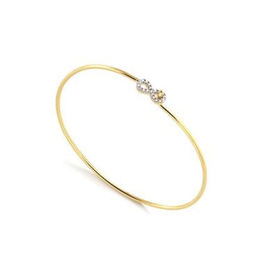 Imagem de Bracelete Oval Símbolo Infinito Cravejado Folheado A Ouro - Radhau Joi