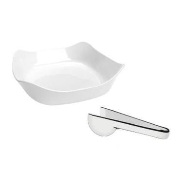 Imagem de Kit Assadeira Quadrada 1,2L E Pegador Para Salada Inox Bowl - Nadir Fi