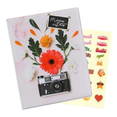 Imagem de Álbum de 500 fotos 10x15 Retrô Câmera Flores + ADESIVO - TUDOPRAFOTO