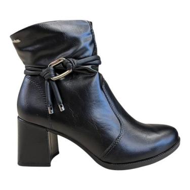 Imagem de Bota Coturno Feminino Dakota Casual Conforto Salto Bloco Médio Bico Fi