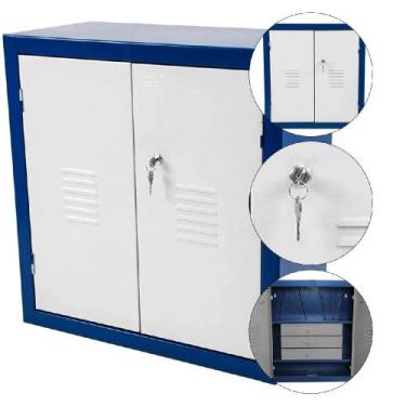 Imagem de Armário Para Ferramentas Fechado Com 3 Gavetas Azul (1137) - Fercar