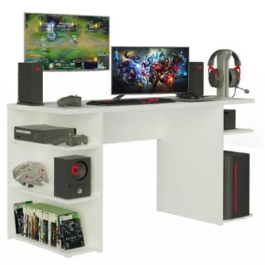 Imagem de Mesa Gamer Madesa 9409, Branco,  Espaçosa e Versátil