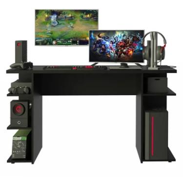 Imagem de Mesa Gamer Madesa 9409, Preto, Tampo Reforçado