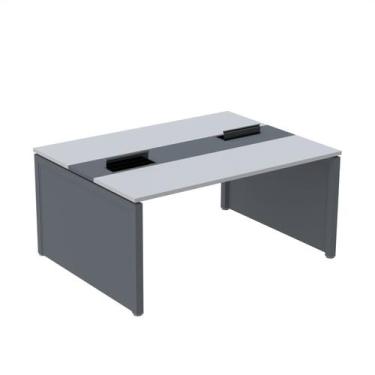 Imagem de Estação de Trabalho Mesa Plataforma Escritório Dupla para 2 Pessoas co