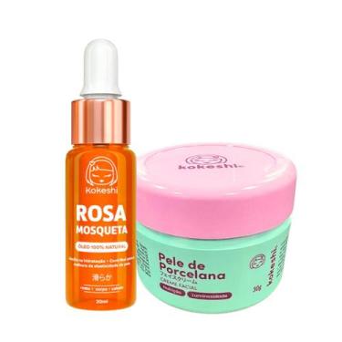Imagem de Kit Creme Pele de Porcelana Óleo de Rosa Mosqueta Puro Kokeshi