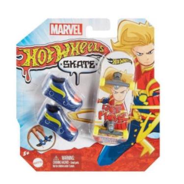 Imagem de Skate de Dedo Hot Wheels  Capitão Marvel - Skate e Tênis