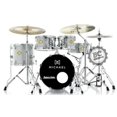Imagem de Bateria Michael Legacy Sparkle Silver SSR com Bumbo 18,10,12,14 c/ Fer