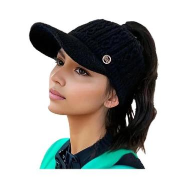 Imagem de Boné De Lã Tricotado Quente Para Adolescentes Femininas, Moda De Outon