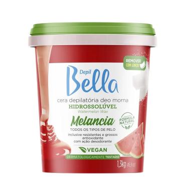 Imagem de Cera Para Depilação Quente Morna Hidrossolúvel Melancia Depil Bella 1,3kg