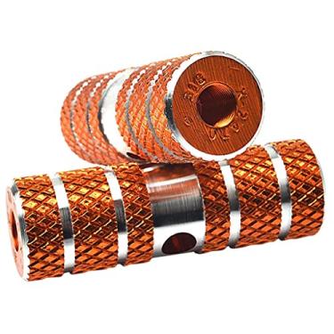 Imagem de Fancyes 2 peças antiderrapantes Pedal de em liga de alumínio Eixo traseiro dianteiro Pegs de pé para MTB Forma de cilindro Substituição segura e de, laranja