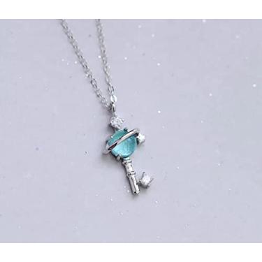 Imagem de Colar com pingente chave de Planetas e Universo (Planeta pedra rosa)