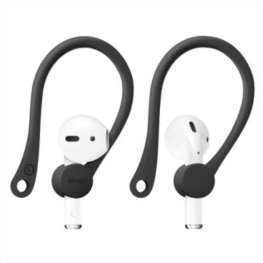 Imagem de elago Ganchos de ouvido compatível com AirPods Pro e 3, 2, 1, acessórios antiderrapantes, ajuste confortável, design ergonômico, construção de TPU durável, perfeito para exercícios [preto]