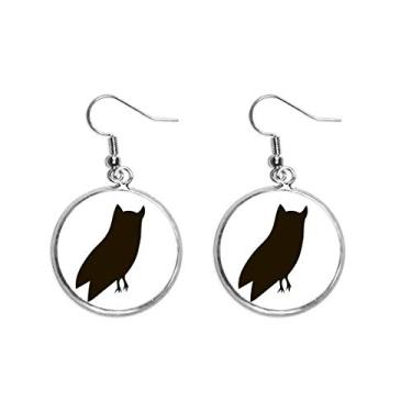 Imagem de Brinco de coruja preta com desenho de animal pendente prata joia feminina