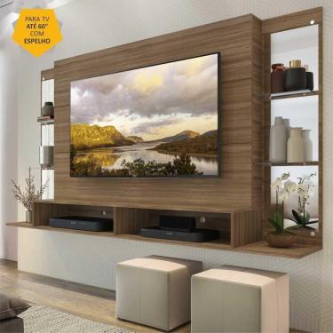 Imagem de Painel TV 60" c/ espelho e prateleiras de vidro Nairóbi Multimóveis