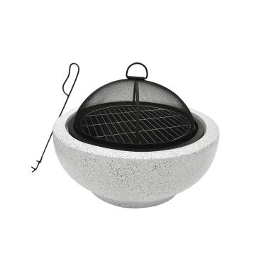 Imagem de Teamson Home Moldura de aço geométrica de 60 cm para churrasco churrasqueira queima de madeira para decoração de quintal, cinza