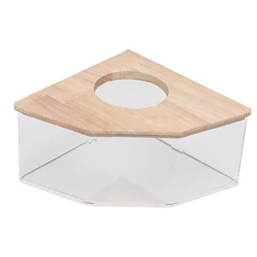 Imagem de Tnfeeon Caixa de banho de hamster animais de estimação caixa de banho de areia ventilador de ângulo reto acrílico seguro hamster areia banheiro para hamster pequeno animal de estimação