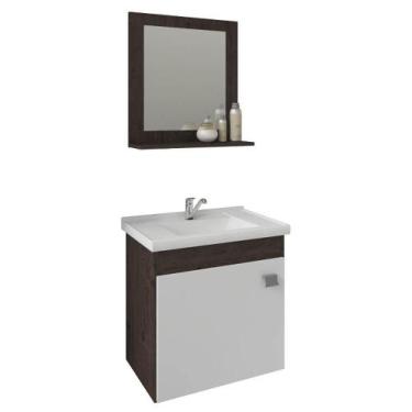 Imagem de Gabinete Iris Mgm 44cm Para Banheiro Com Espelheira - Café/Branco