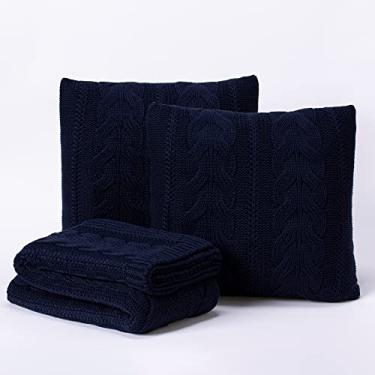 Imagem de Kit Peseira Manta Sofa Cama Casal 180x60cm + 2 Capas de Almofada Tricot Viena