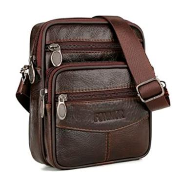 Imagem de Bolsa Transversal e Cintura de Couro Genuíno Fonmor Marrom