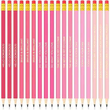 Imagem de Chivao Conjunto de 30 Lápis Motivacionais Rosa com Borrachas, Lápis de Madeira com Provérbios Engraçados, Adequado para Estudantes, Professores, Escritório e Escola