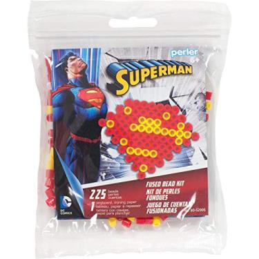 Imagem de Perler Kit de atividades de miçangas com logotipo do Super-Homem para artesanato infantil, 227 peças