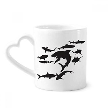 Imagem de Blue Ocean Caneca de biologia de tubarão preto café cerâmica copo de coração de vidro