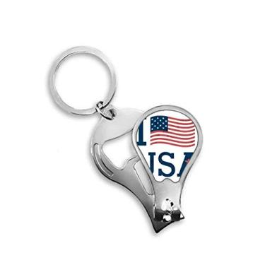 Imagem de Cortador de unhas I Love USA Bandeira Cultura da América Cortador de unhas Abridor Chaveiro Tesoura