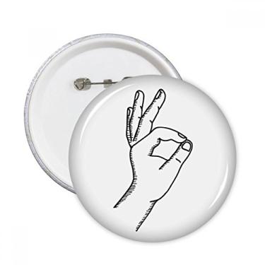 Imagem de OK Gesture Line Desenho Padrão Pinos Redondos Emblema Botão Decoração Acessório 5 peças