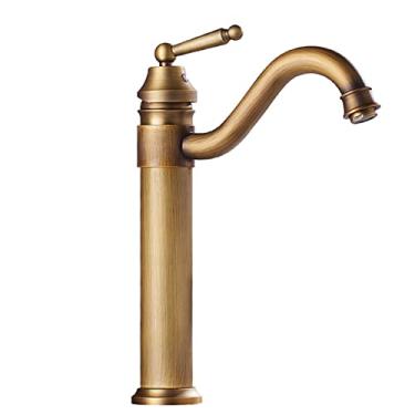 Imagem de LIDON Torneira da pia do banheiro furo único torneira da pia do banheiro latão antigo torneira do banheiro torneira da bacia única para lavatório, preto A (cor: antigo b)