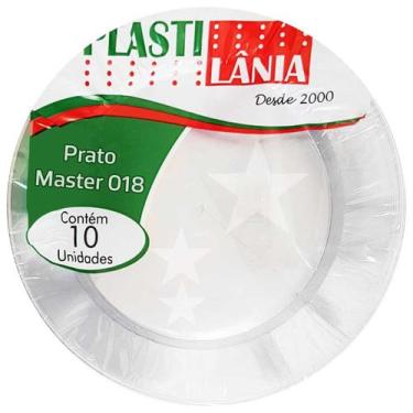 Imagem de Prato Descartável 18cm Master Cristal Plastilânia 10 Unidades - Plasti