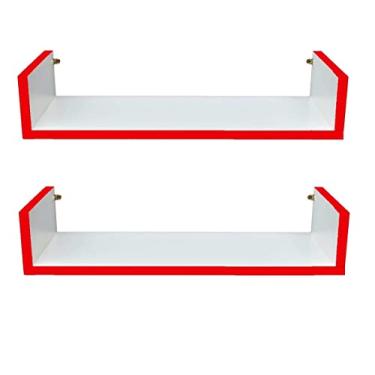 Imagem de Prateleira Decorativa Multiuso Borda Vermelho - 2 Peças