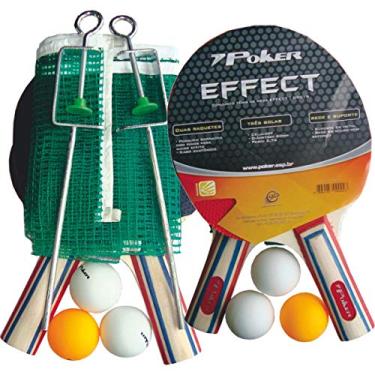 Imagem de Raquete para Ping Pong Conjunto Raquete 3 Bolas Suporte, Poker, Multicor