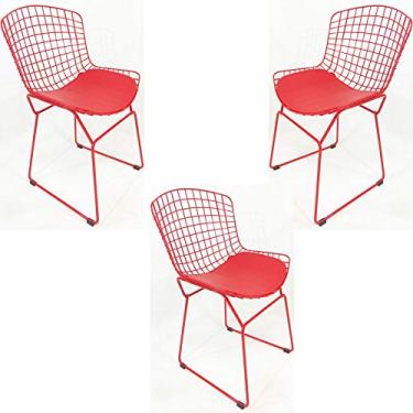 Imagem de Kit 3 Cadeiras BERTOIA vermelha - Poltronas do Sul