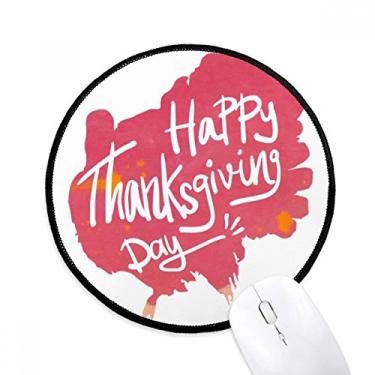 Imagem de Mouse pad com estampa de aquarela rosa para dia de Ação de Graças, tapete redondo para escritório