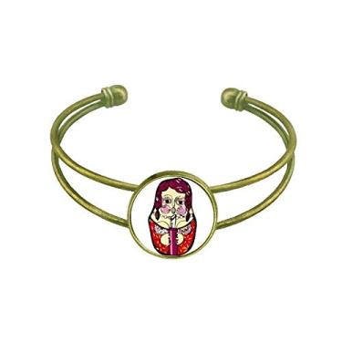Imagem de Boneca russa russa aninhada pulseira feminina pulseira retrô aberta joia punho aberto
