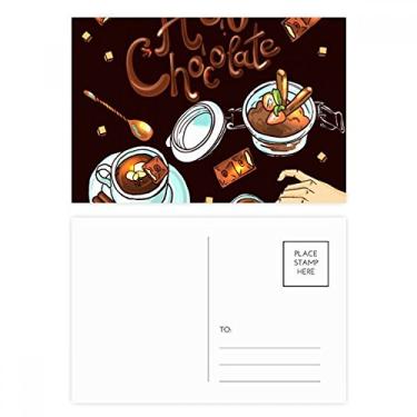 Imagem de Conjunto de cartão postal França de chocolate quente, sobremesas, bebidas, cartões postais de aniversário, cartão de agradecimento