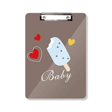 Imagem de Bloco de notas para prancheta de sorvete doce coração azul picolé A4