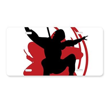 Imagem de DIYthinker Bushido Samurai Sakura Silhouette Japão Asia placa de licença decoração de carro acessório de aço inoxidável