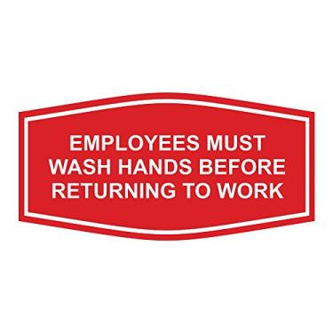 Imagem de Letreiro Esportivo Essencial de Lavar as Mãos Antes de Voltar ao Trabalho, Vermelho, 6" x 3" - Small