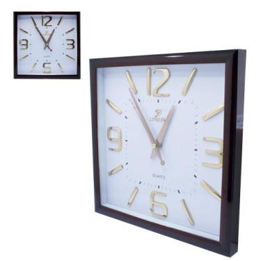 Imagem de Relógio Parede Quadrado Moderno 30cm Marrom E Dourado Little - Art Hou
